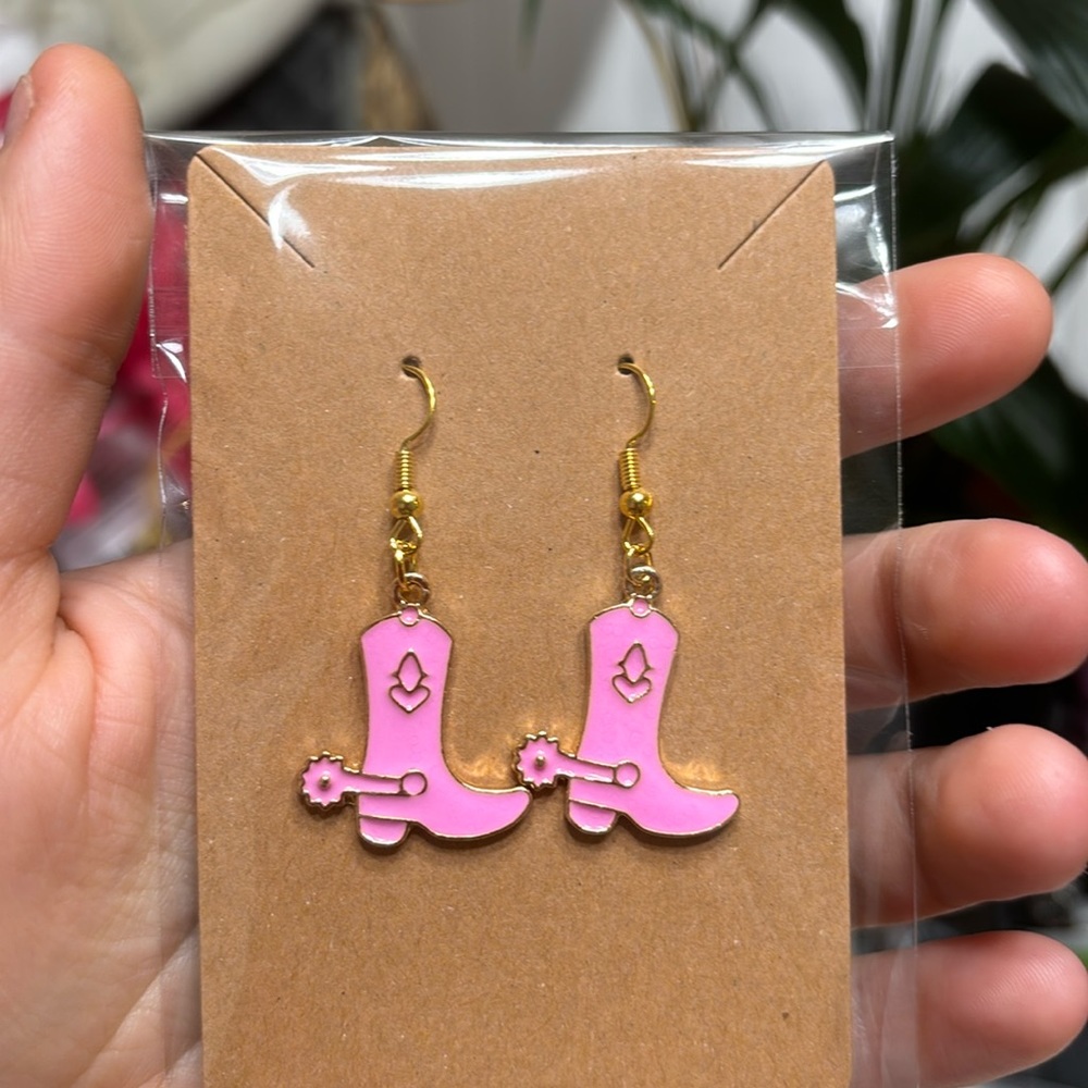 Hot pink cowgirl earrings